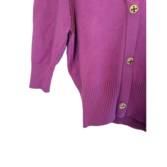 Herlian Knit Purple Short Sleeve Button Up Cardigan Sweater Women’s Size Large - Picture 6 of 9